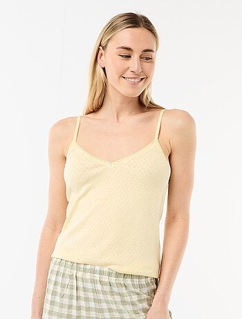 Camisola de alças finas ajustáveis em algodão liso