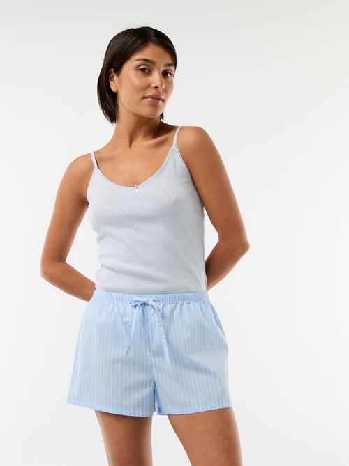 Camisola de alças finas ajustáveis em algodão liso - Kiabi