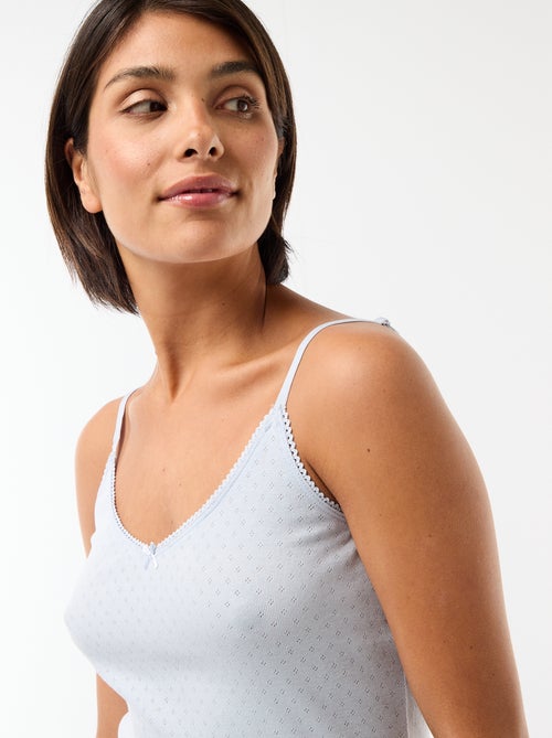 Camisola de alças finas ajustáveis em algodão liso - Kiabi