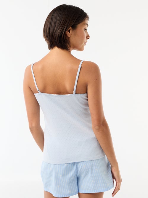 Camisola de alças finas ajustáveis em algodão liso - Kiabi