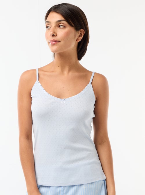 Camisola de alças finas ajustáveis em algodão liso - Kiabi