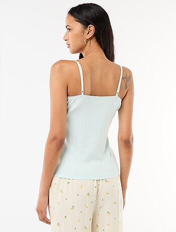 Camisola de alças finas ajustáveis em algodão liso