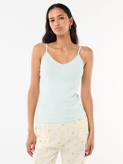 Camisola de alças finas ajustáveis em algodão liso - Kiabi