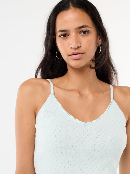 Camisola de alças finas ajustáveis em algodão liso - Kiabi
