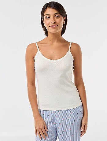 Camisola de alças finas ajustáveis em algodão liso