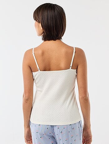 Camisola de alças finas ajustáveis em algodão liso