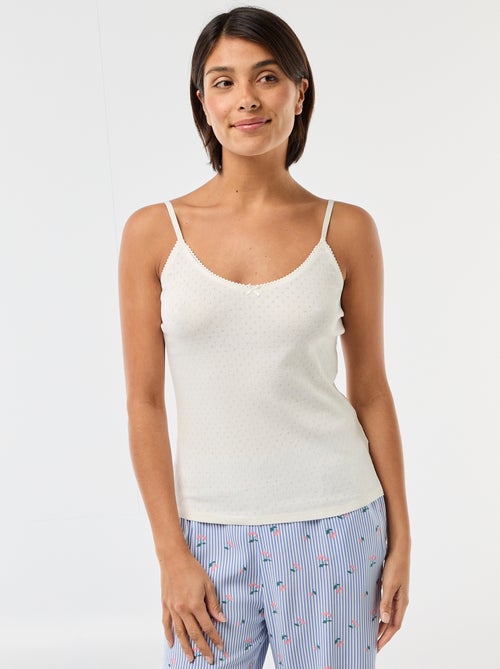 Camisola de alças finas ajustáveis em algodão liso - Kiabi
