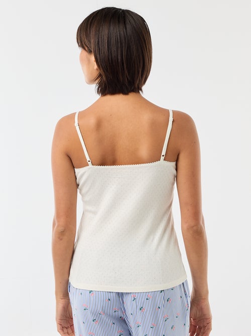 Camisola de alças finas ajustáveis em algodão liso - Kiabi