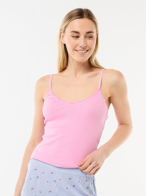 Camisola de alças finas ajustáveis em algodão liso - Kiabi