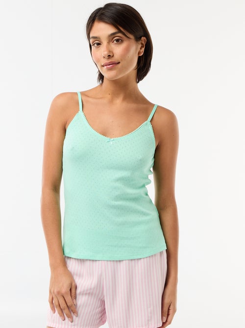 Camisola de alças finas ajustáveis em algodão liso - Kiabi