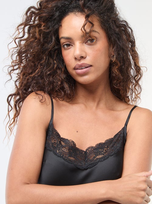 Camisola de alças finas com renda - Kiabi