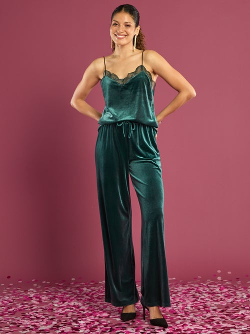 Camisola de alças finas em veludo - Kiabi