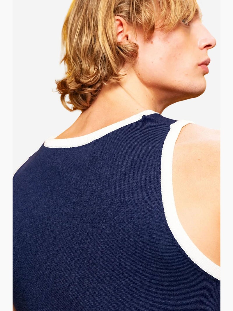 Camisola de alças gola redonda ajustada algodão giesto Azul-marinho - Kiabi
