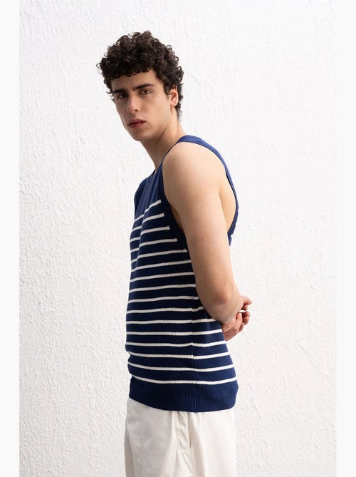 Camisola de alças gola redonda ajustada às riscas giesto - Kiabi Camisola de alças gola redonda ajustada às riscas giesto - Kiabi