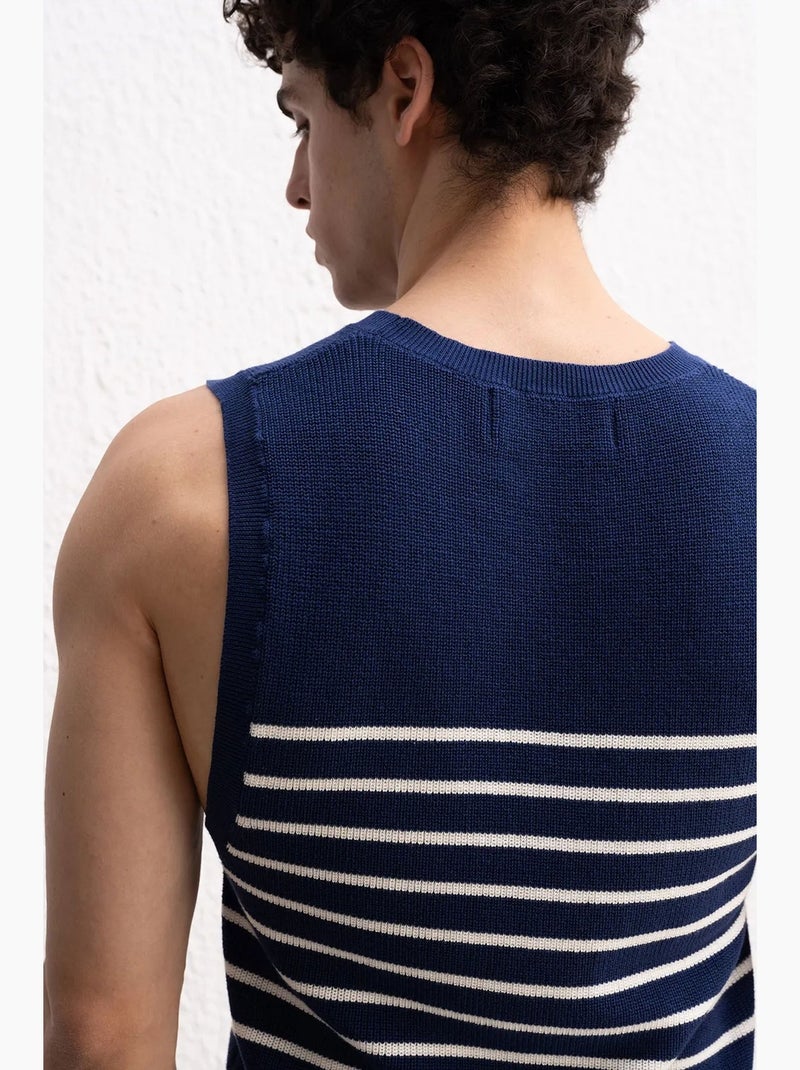 Camisola de alças gola redonda ajustada às riscas giesto Azul-marinho - Kiabi