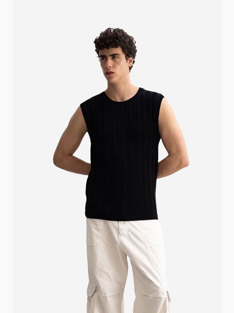 Camisola de alças gola redonda canelada giesto Preto - Kiabi
