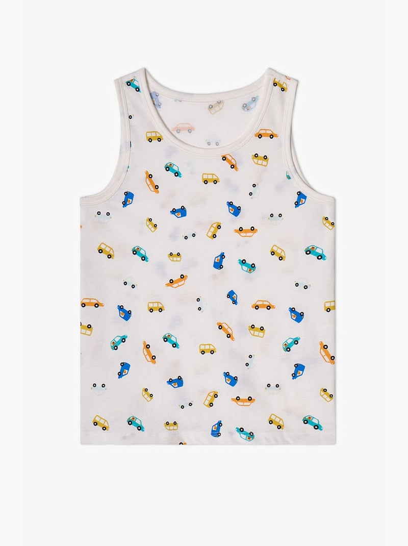 Camisola de alças menino capybaras with cars estampada carros penti Branco - Kiabi