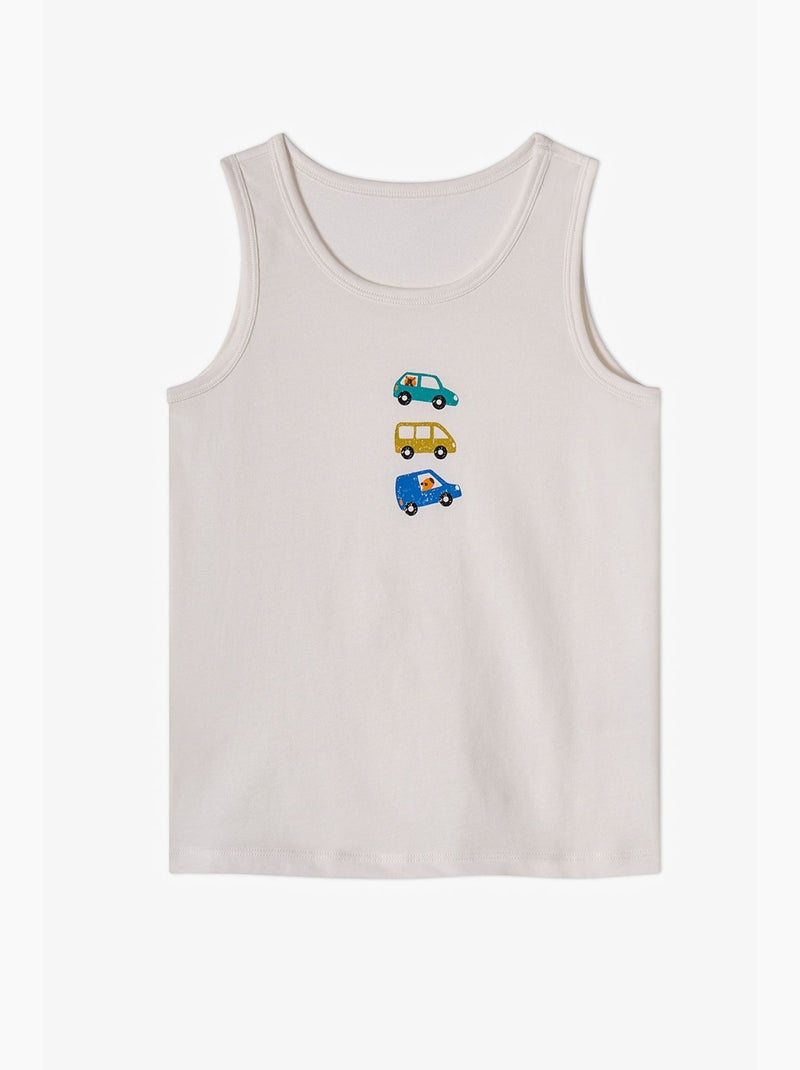Camisola de alças menino capybaras with cars estampada carros penti Branco - Kiabi