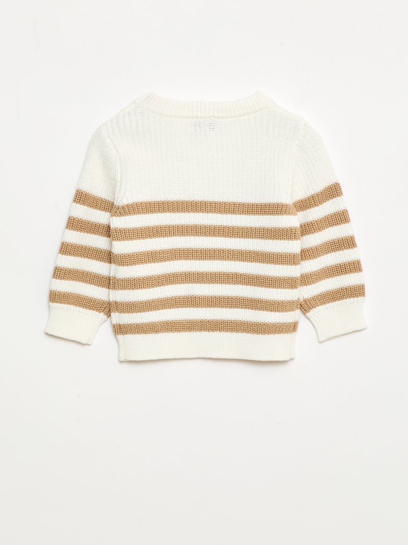 Camisola de algodão às riscas Bege - Kiabi