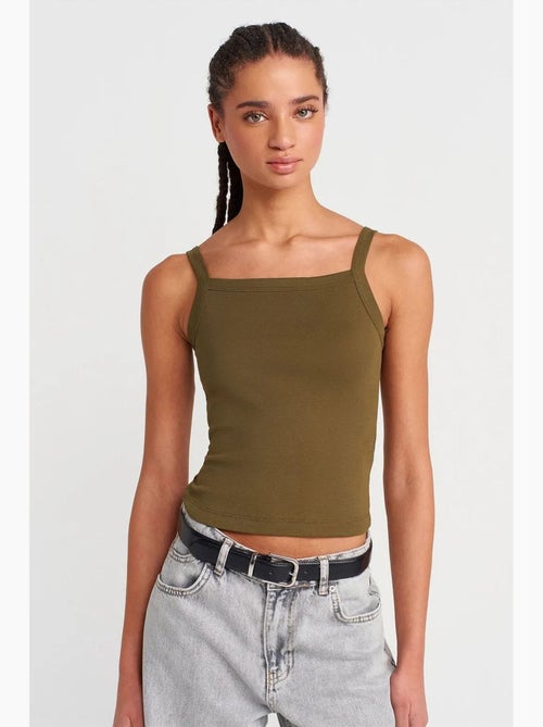 Camisola de algodão canelado decote quadrado dilvin - Kiabi
