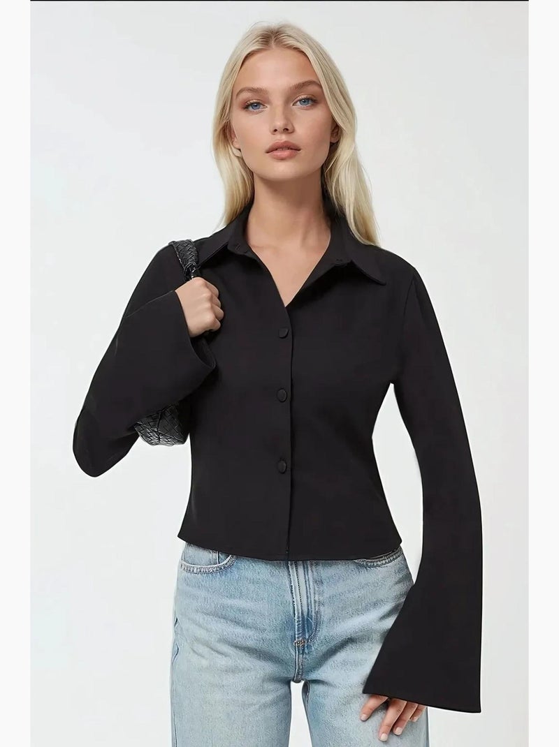 Camisola de algodão de manga comprida ajustada hiccup Preto - Kiabi