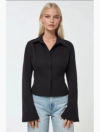 Camisola de algodão de manga comprida ajustada