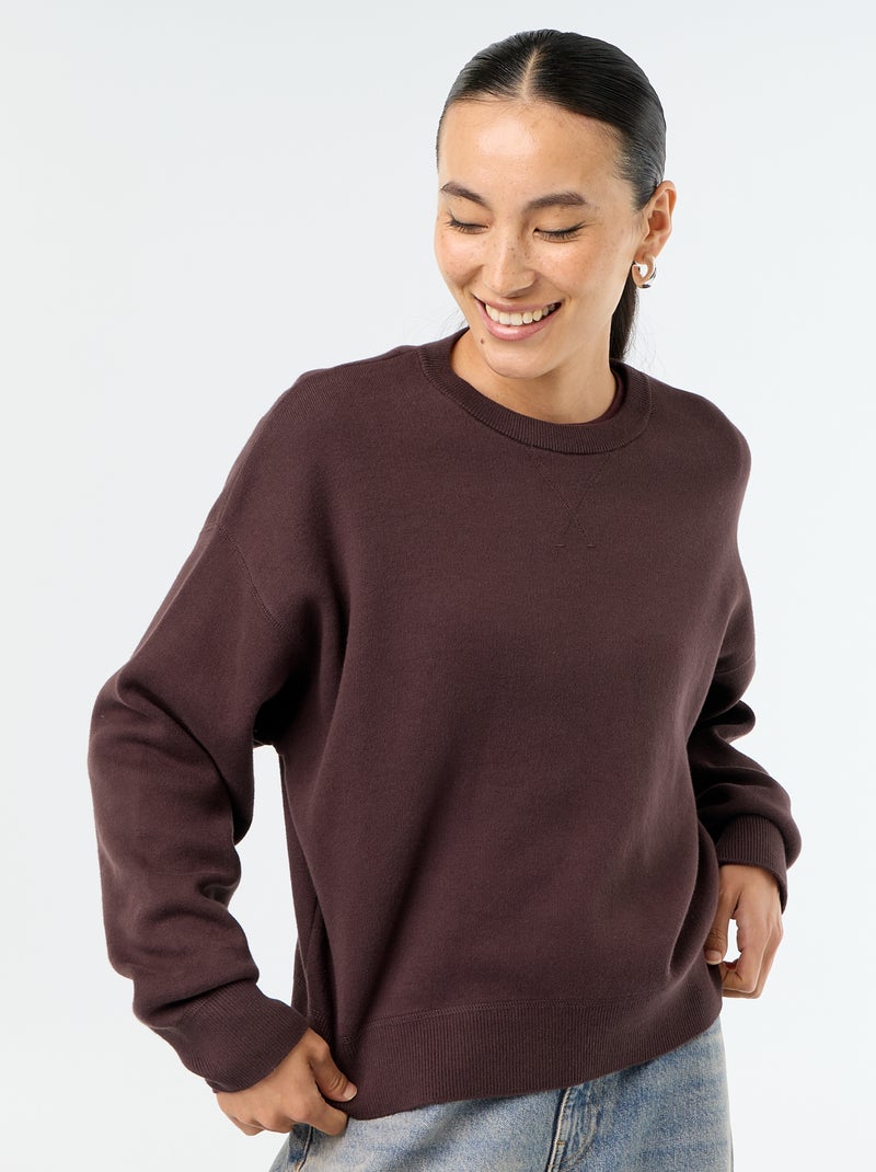 Camisola de algodão grosso Castanho - Kiabi