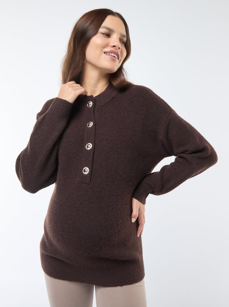 Camisola de amamentação com abertura com botões Castanho - Kiabi