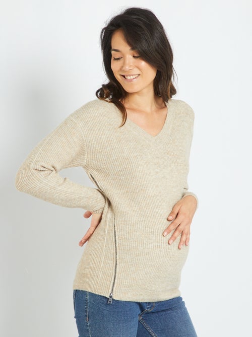 Camisola de amamentação com gola em bico - Kiabi