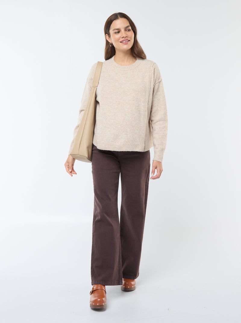 Camisola de amamentação de malha suave Bege - Kiabi