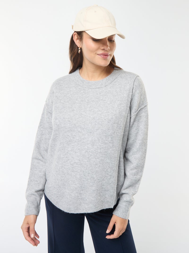 Camisola de amamentação de malha suave Cinza - Kiabi