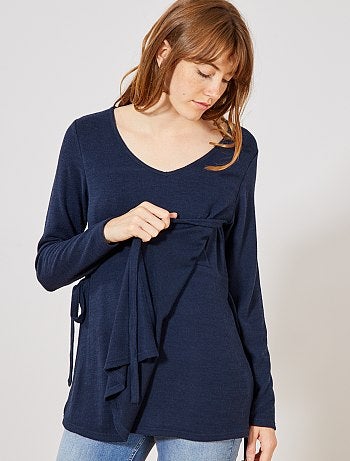 Futura mamã - Camisola de amamentação em malha fina e suave - Kiabi