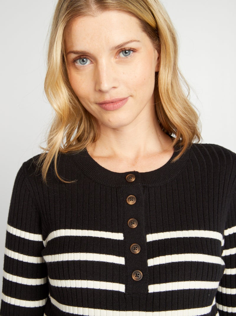 Camisola de amamentação em malha fina PRETO - Kiabi