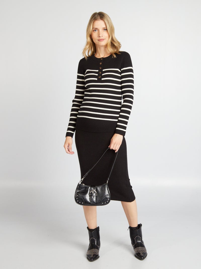 Camisola de amamentação em malha fina PRETO - Kiabi