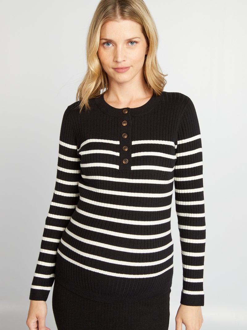 Camisola de amamentação em malha fina PRETO - Kiabi