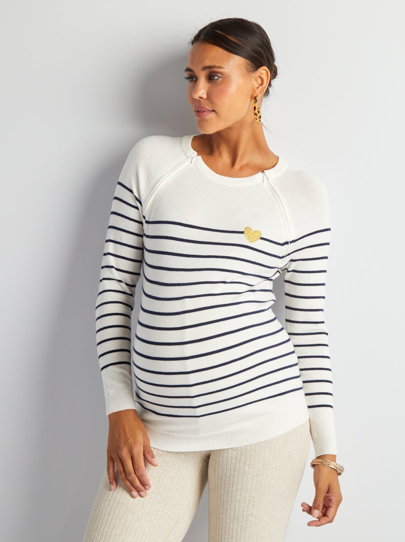 Camisola de amamentação estilo marinheiro BRANCO - Kiabi