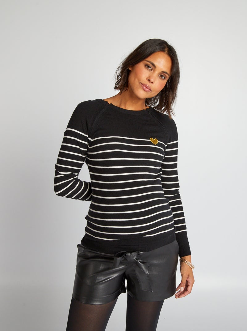 Camisola de amamentação estilo marinheiro PRETO - Kiabi