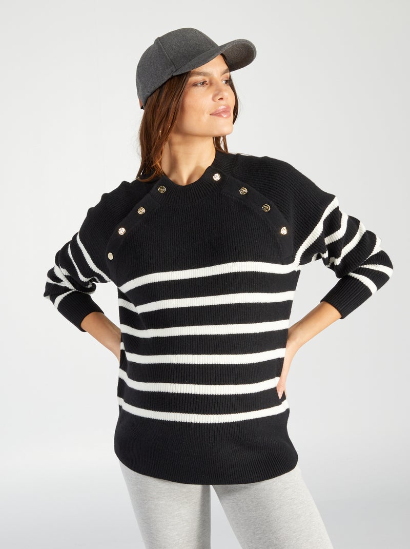 Camisola de amamentação estilo marinheiro PRETO - Kiabi