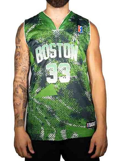 Camisola de Basquetebol Boston Verde/Preto/Branco Homem Sport Zone - Kiabi Camisola de Basquetebol Boston Verde/Preto/Branco Homem Sport Zone - Kiabi