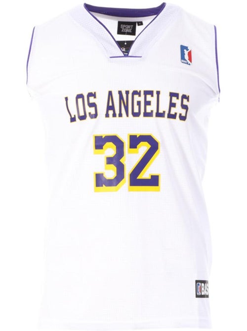 Camisola de Basquetebol Los Angeles 32 Branca para Homem Sport Zone - Kiabi Camisola de Basquetebol Los Angeles 32 Branca para Homem Sport Zone - Kiabi