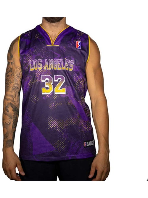 Camisola de Basquetebol Los Angeles 32 Roxa para Homem Sport Zone - Kiabi Camisola de Basquetebol Los Angeles 32 Roxa para Homem Sport Zone - Kiabi
