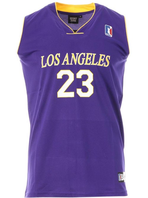 Camisola de Basquetebol Los Angeles Roxo/Amarelo Homem Sport Zone - Kiabi Camisola de Basquetebol Los Angeles Roxo/Amarelo Homem Sport Zone - Kiabi