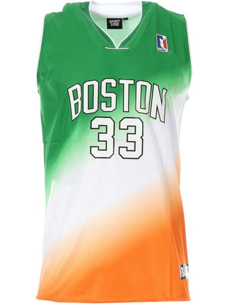 Camisola de Basquetebol Masculina Verde/Laranja Sport Zone Boston Verde - Kiabi