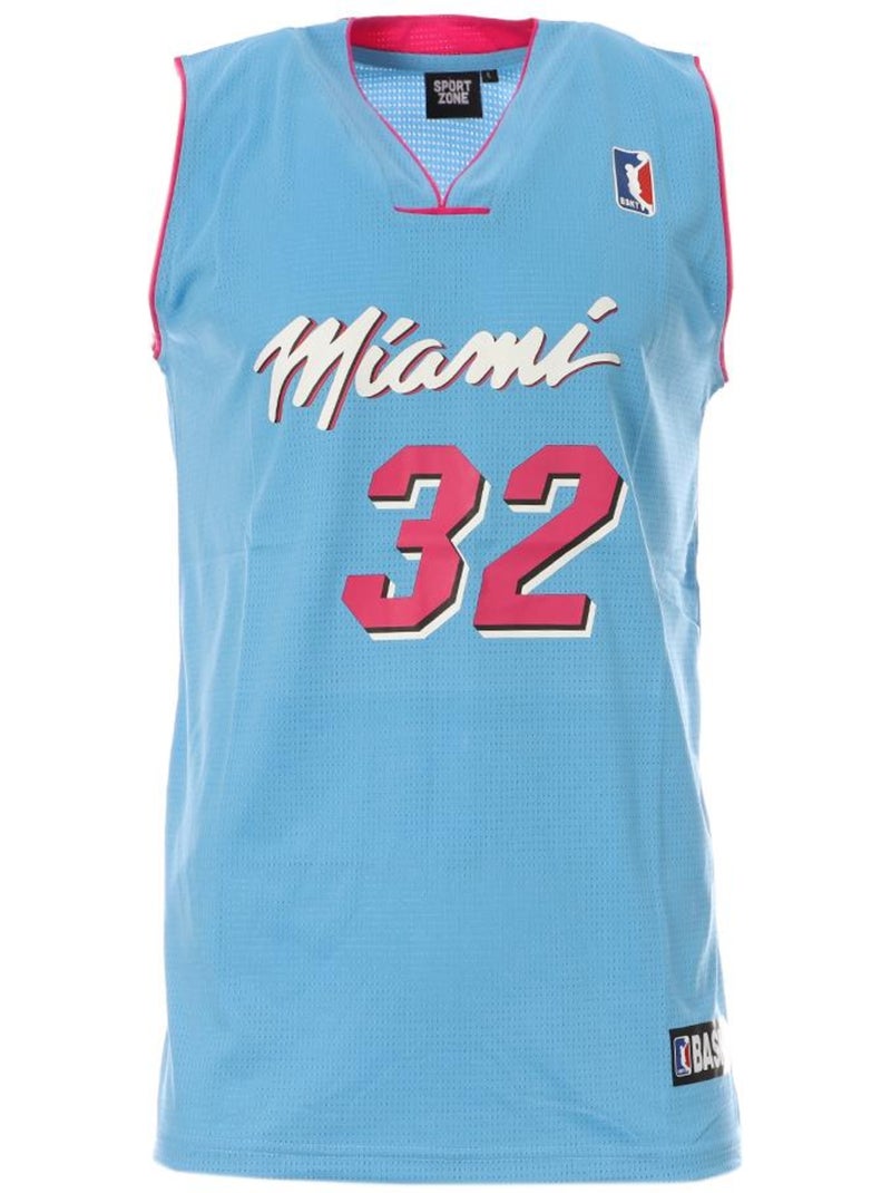 Camisola de Basquetebol Miami Azul/Rosa para Homem Sport Zone Rosa - Kiabi