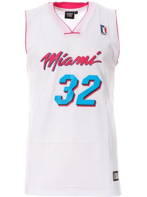 Camisola de Basquetebol Miami para Homem Branca/Rosa/Azul Sport Zone SEPL1004 - Kiabi Camisola de Basquetebol Miami para Homem Branca/Rosa/Azul Sport Zone SEPL1004 - Kiabi