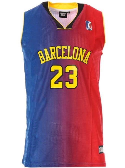 Camisola de Basquetebol Vermelha/Azul para Homem Sport Zone Barcelona - Kiabi Camisola de Basquetebol Vermelha/Azul para Homem Sport Zone Barcelona - Kiabi