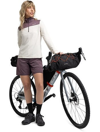 Camisola de bikepacking com meio fecho zipper para mulher