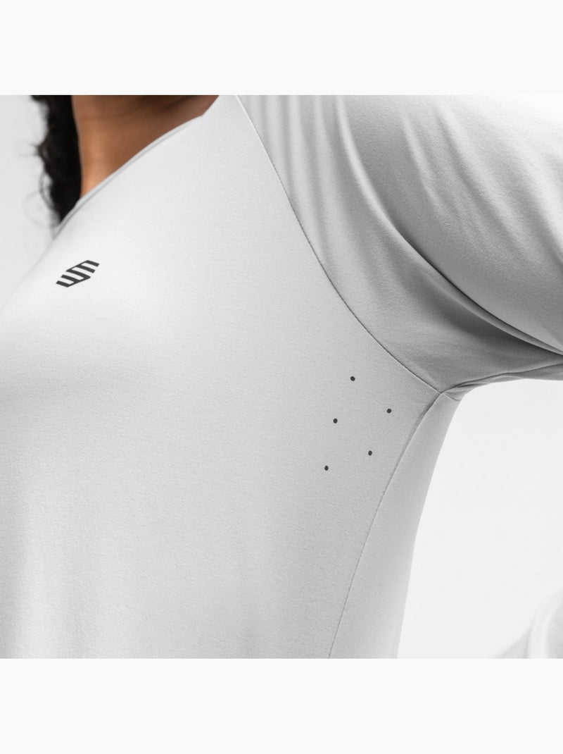 Camisola de caminhada de manga comprida para mulher Branco Cinza - Kiabi