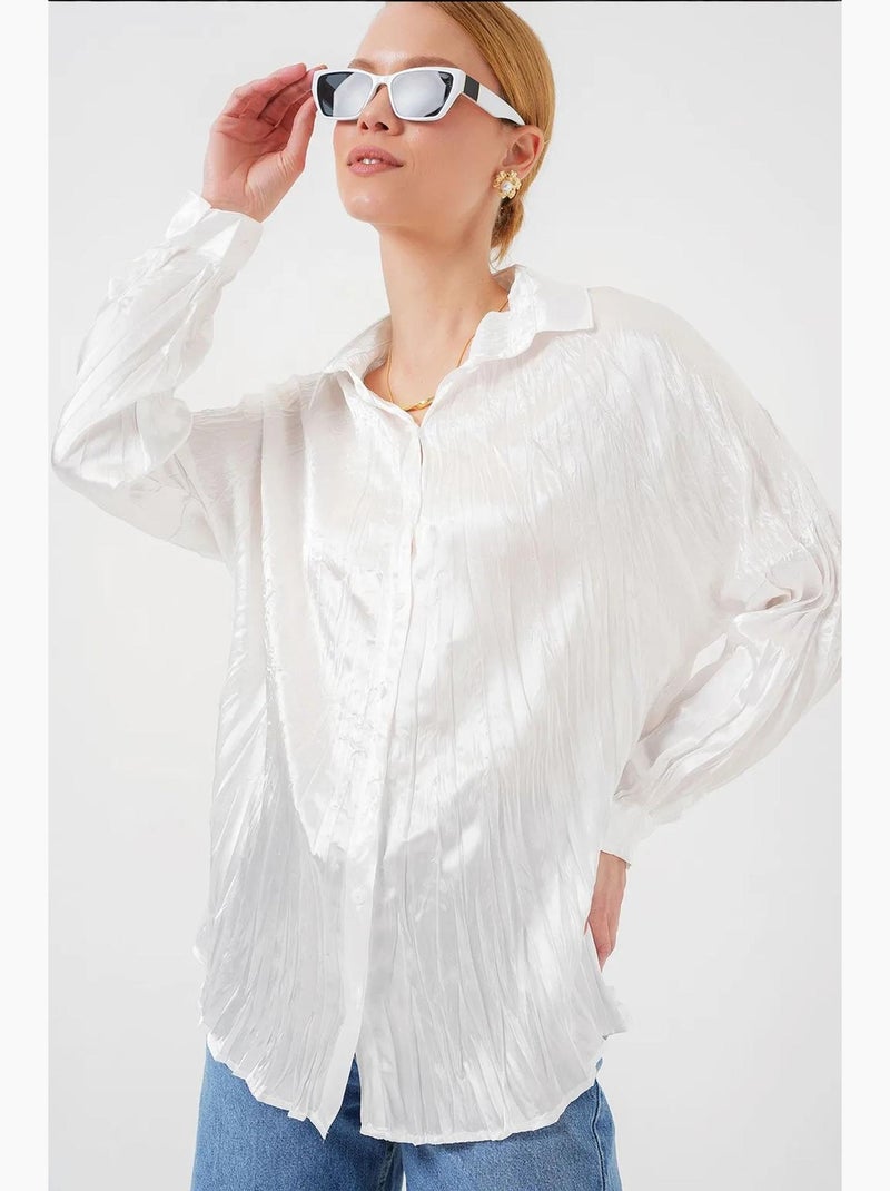 Camisola de cetim amarrotado 20316 bdart Branco - Kiabi