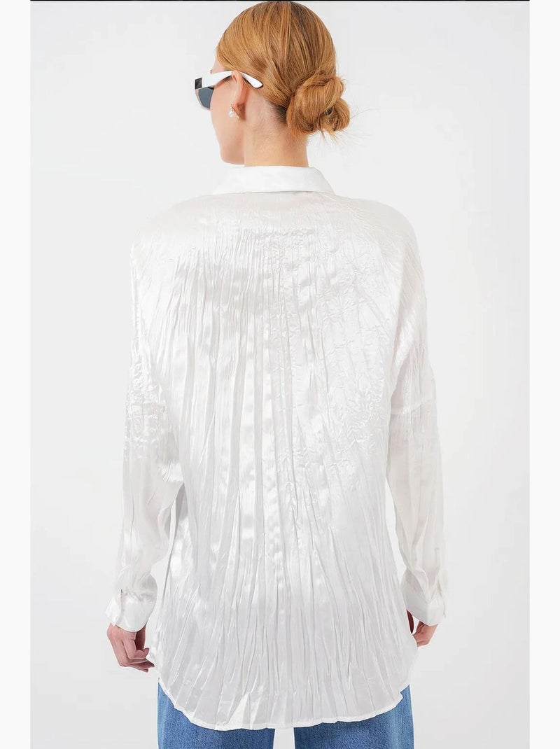 Camisola de cetim amarrotado 20316 bdart Branco - Kiabi